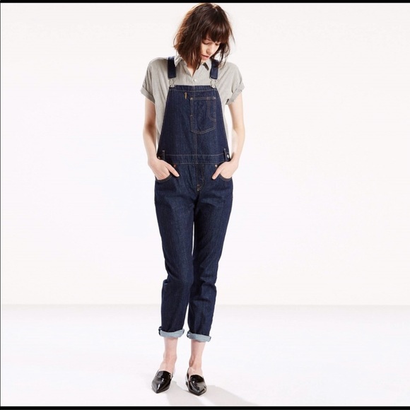 dark wash overalls